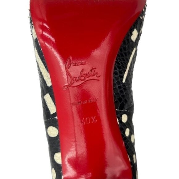 Christian Louboutin Spotter Pumps Watersnake Black White Snake Size 40.5 US 10.5 - Picture 8 of 9